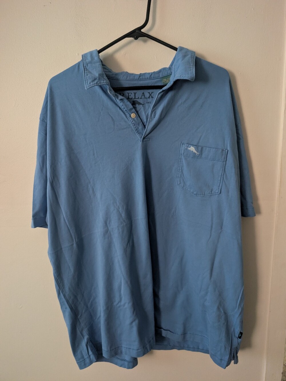 Tommy Bahama Blue Cotton Mens‎ Polo With Pocket Size XXL